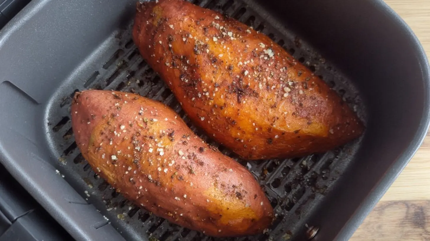Golden brown sweet potato fries made in an air fryer