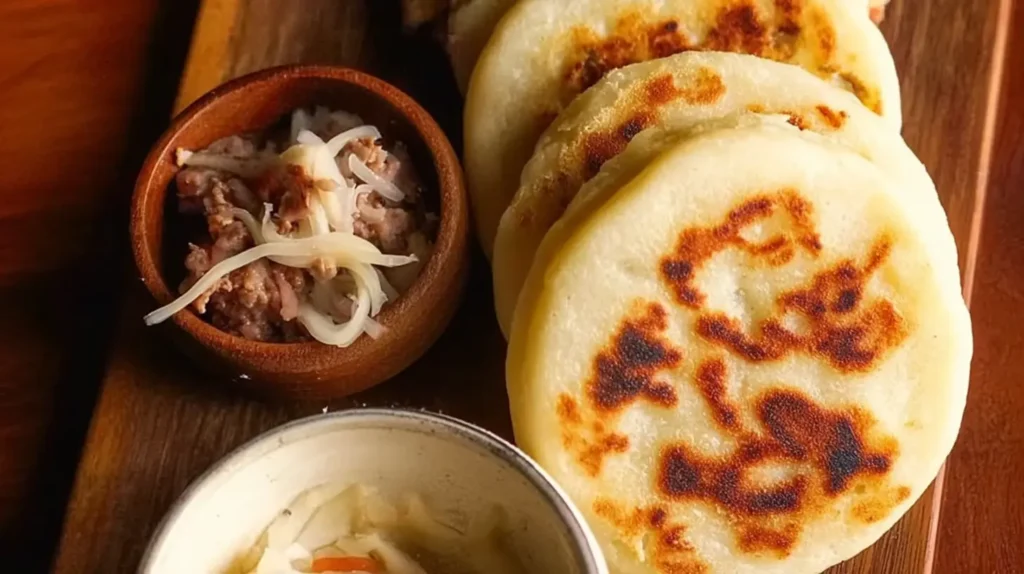 A stack of delicious handmade masa pupusas filled with cheese