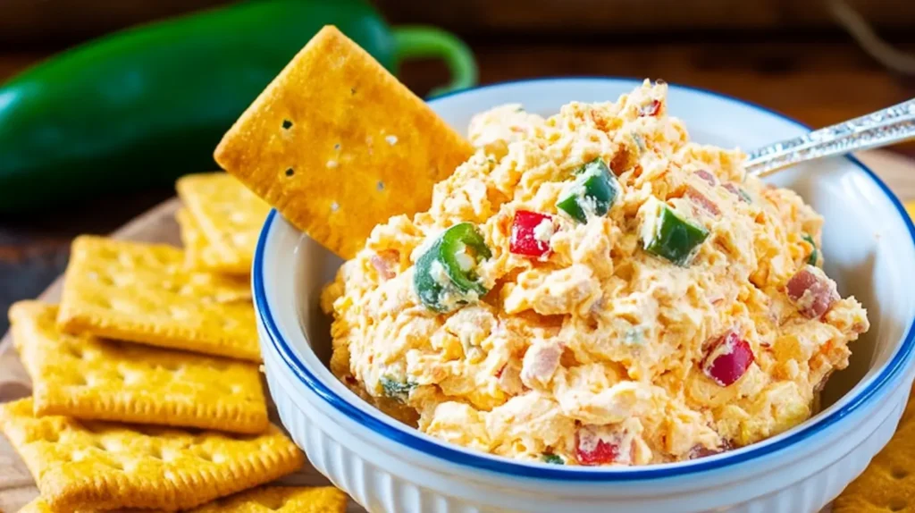 Creamy pimento cheese infused with fresh jalapeno slices.