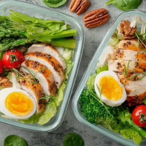 A vibrant collection of various keto lunch ideas arranged appetizingly.