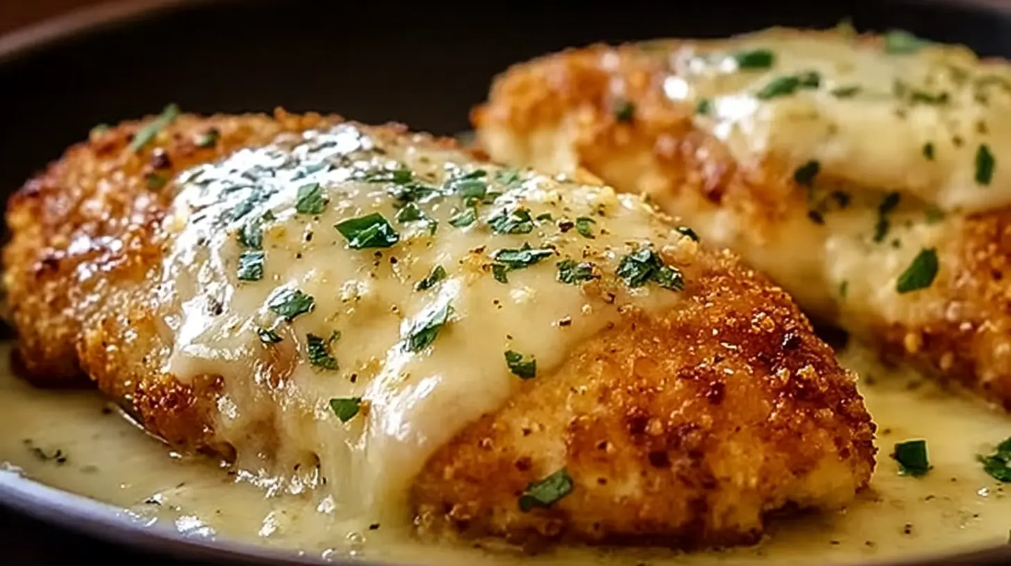 Close-up of crispy LongHorn Parmesan Chicken, golden brown and perfectly cooked.