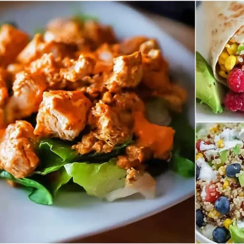 A variety of quick lunch recipes laid out on a kitchen counter