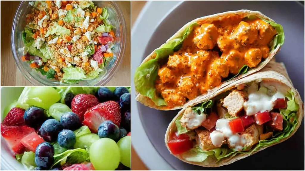 Several different plates showcasing easy lunch ideas for busy days.