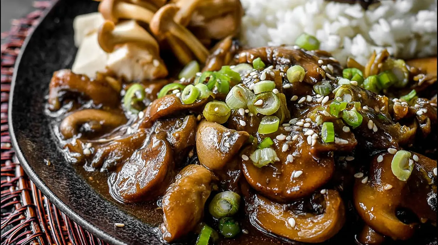 Umami-rich Japanese miso mushrooms freshly cooked and presented.