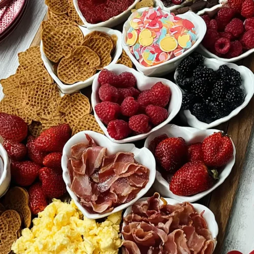 A beautifully arranged platter of Valentines food for a romantic dinner.