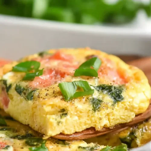 A serving of baked cottage cheese eggs in a small ramekin.
