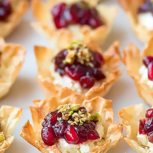 Baked cranberry brie bites served on a platter