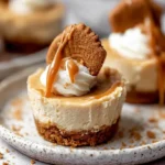 Delicious individual cookie butter cheesecake cups, ready to eat.