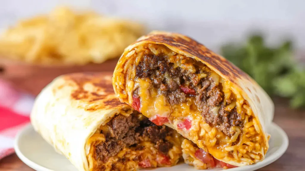 A delectable grilled cheese burrito, hot and ready to eat