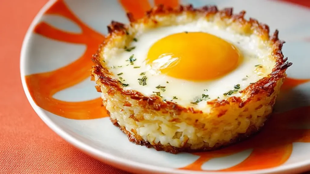 A serving of classic Eggs Napoleon on a white plate