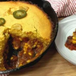 Hearty Texas Tamale Pie with a golden crust and savory filling