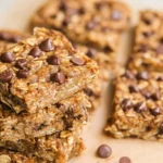 Freshly baked delicious oatmeal banana bars on a cooling rack