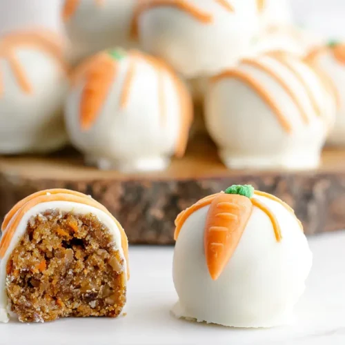 A serving of easy carrot cake bites on a white plate.