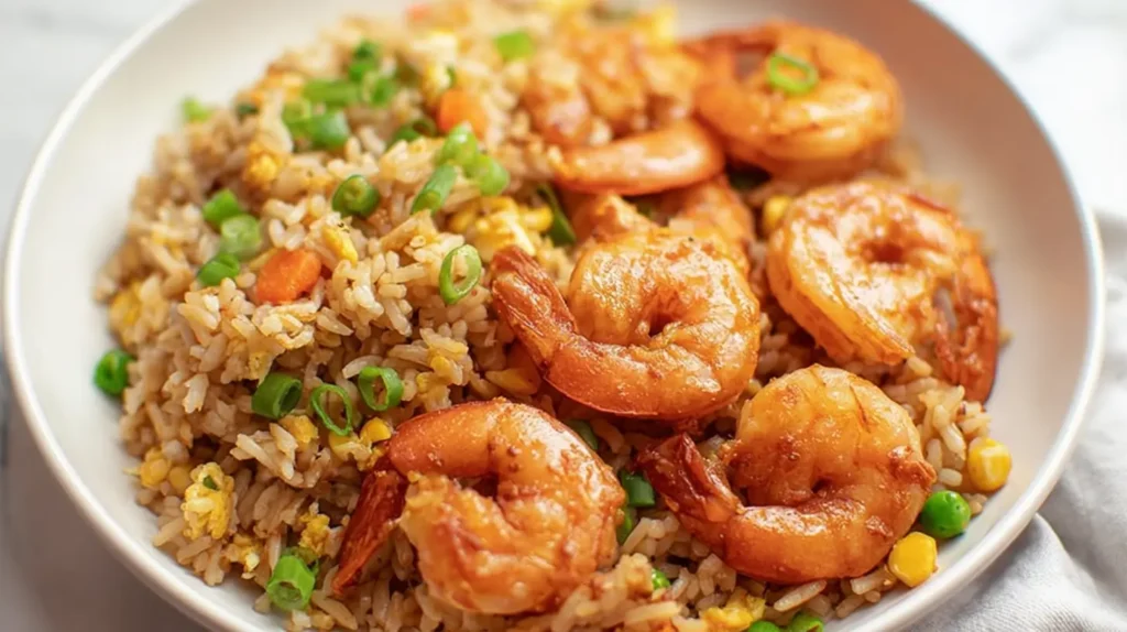 Delicious shrimp and rice, perfectly cooked and ready to serve.