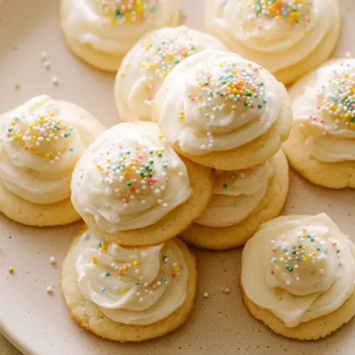 A fluffy vanilla sugar cookie buttercream frosting swirl