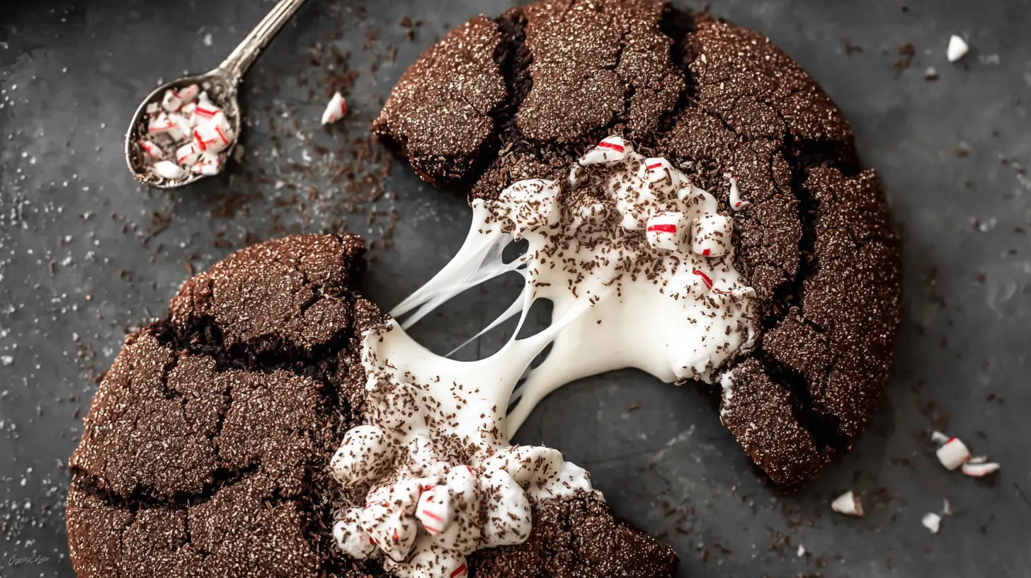 Soft Hot Cocoa Surprise Cookies with melted marshmallow topping