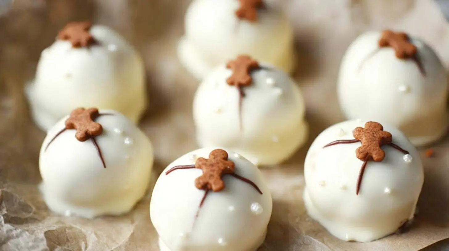 Plate of homemade gingerbread Oreo truffles with festive toppings