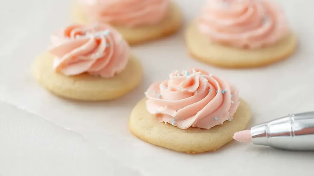 Creamy sugar cookie frosting swirled in a small dish.