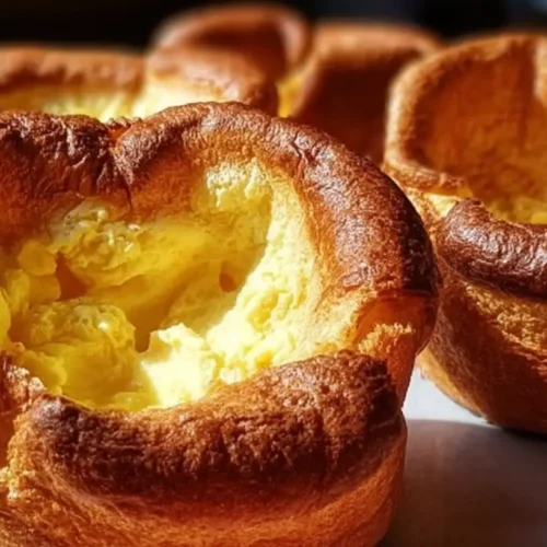 A plate showcasing perfectly risen Yorkshire Puddings ready to serve.