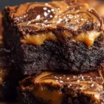 Close-up of fudgy brownies featuring delicious salted butterscotch
