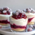 Sweet cranberry mousse in small dessert cups