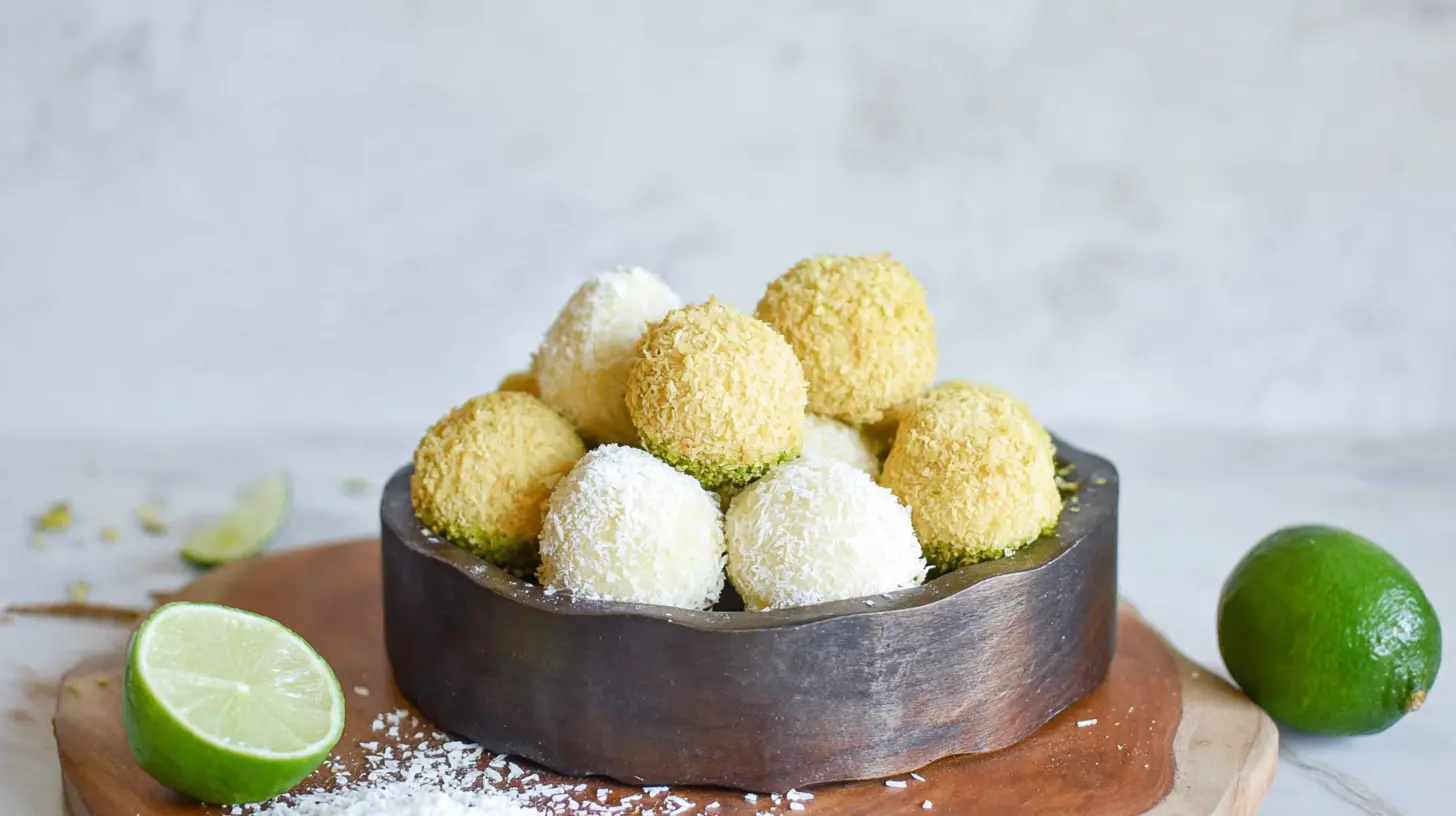 Sweet Key Lime Truffles, coated in white chocolate