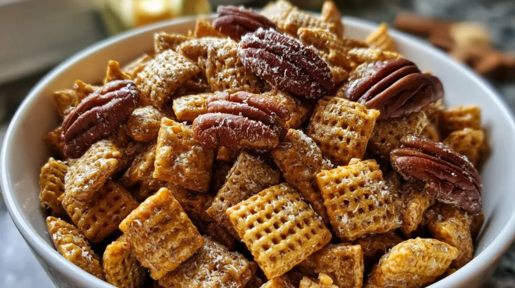 Golden brown praline crunch, showcasing its sugary texture.