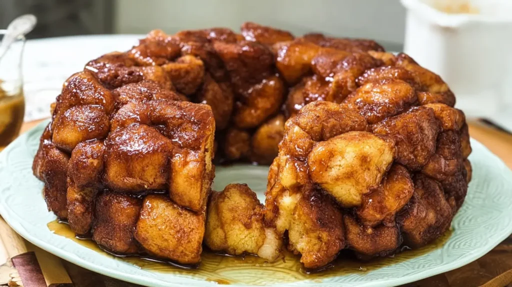 Individual pieces of pull-apart Monkey Bread arranged on a platter