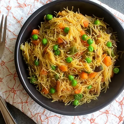 An authentic vermicelli upma recipe video showing step-by-step cooking
