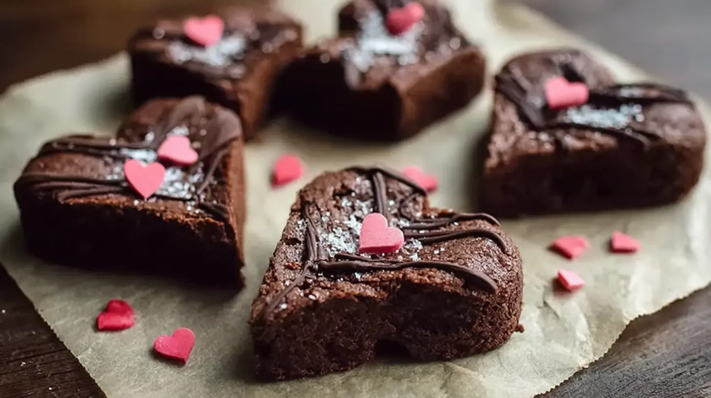 Delicious heart shaped brownies, freshly baked and ready to share.