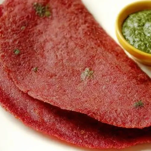 A healthy beetroot oats chilla crafted for weight loss, suitable for Valentine's Day