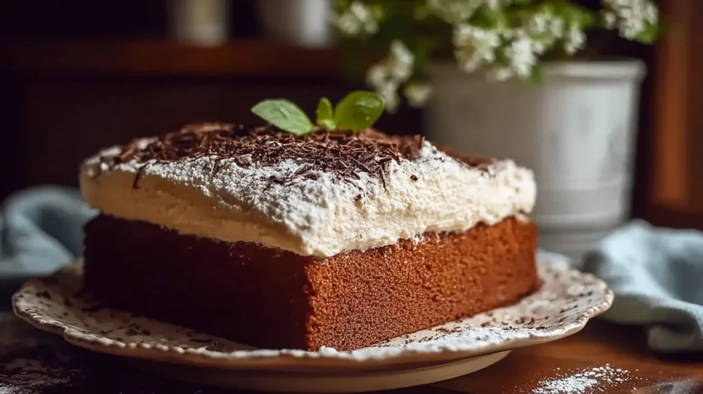 Full view of a Traditional Italian Love Cake, rich with layers and frosting.