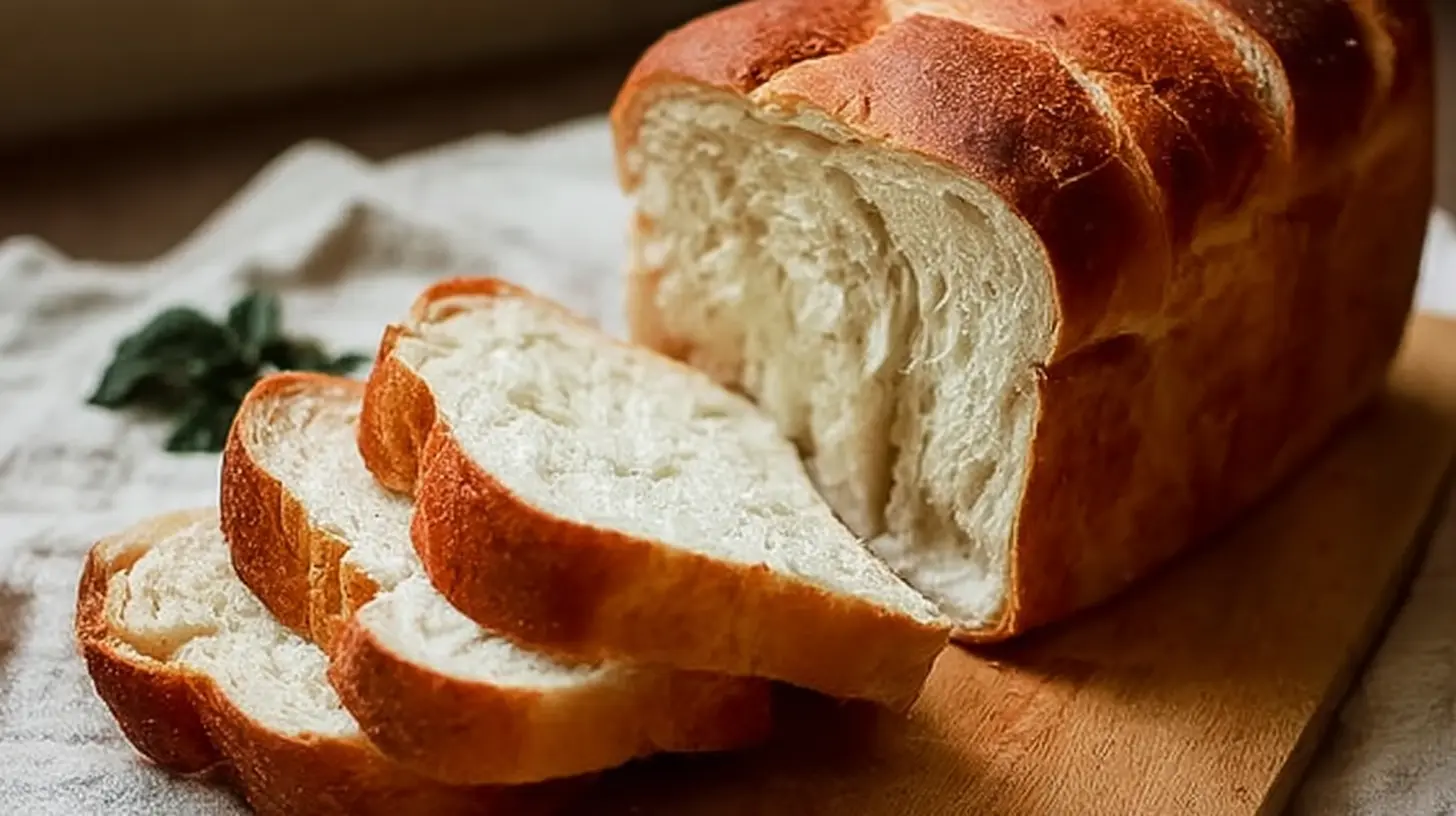 Golden brown homemade simple sandwich bread with a soft crust.