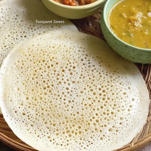 A stack of healthy instant sponge dosa, ready in 2 minutes, on a plate.