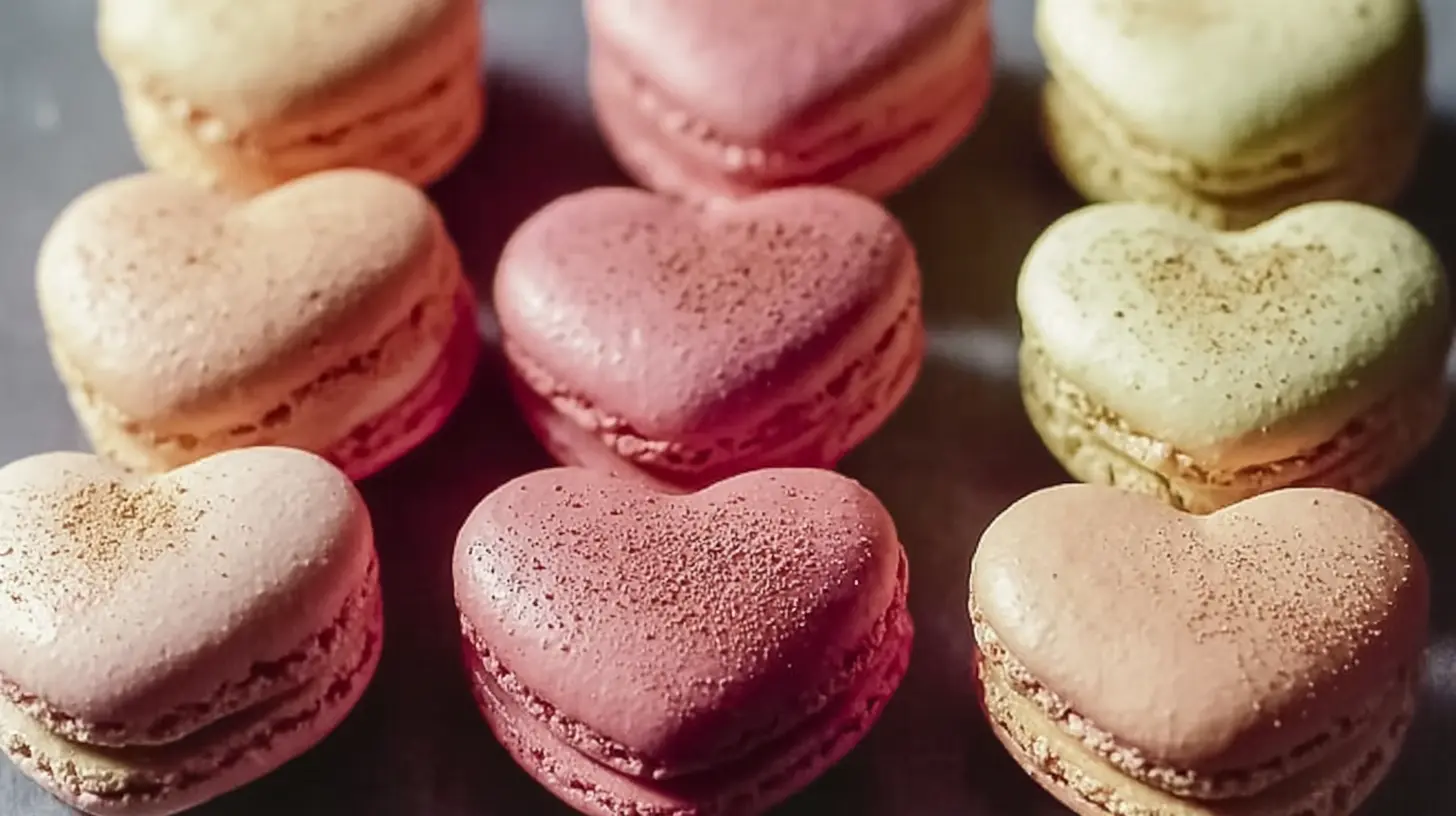 Artfully arranged heart-shaped macarons, perfect for a romantic gesture
