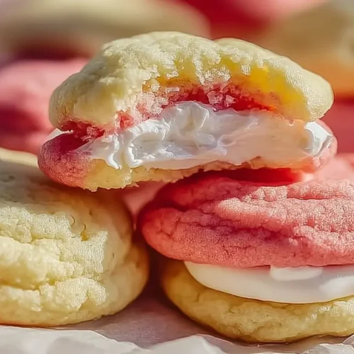 Delicious strawberry cheesecake cookies on a cooling rack.
