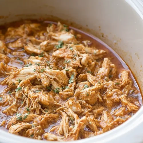 Savory 5-ingredient crockpot chicken cooking to perfection
