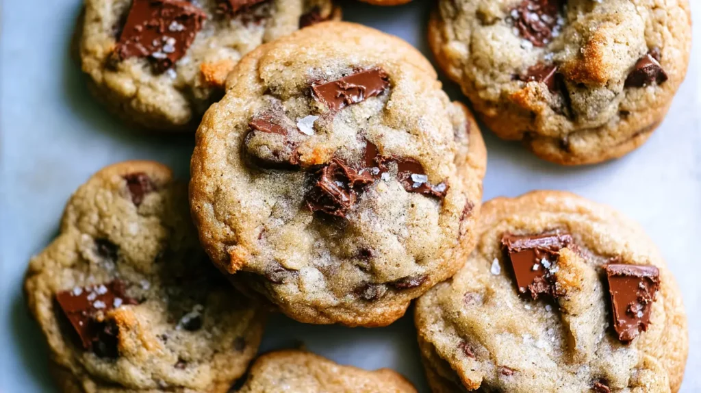 Warm, classic chocolate chip cookies with melted chips.