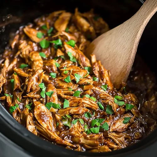 A serving of Crockpot Clean Eating Chicken in a bowl, ready to eat.