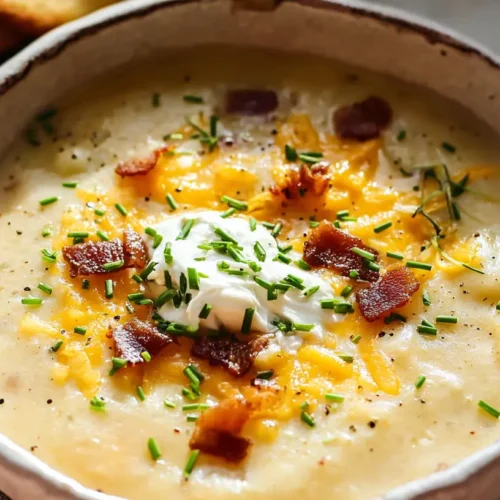 A steaming bowl of Crockpot Creamy Potato Soup garnished with chives.
