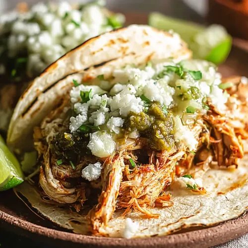 Shredded chicken for easy crockpot tacos with seasonings