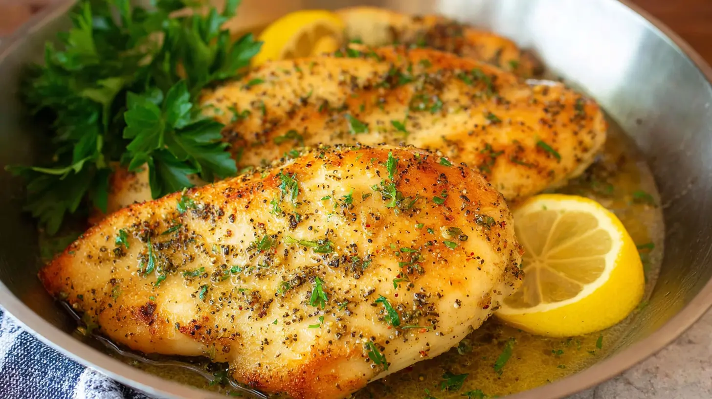 Golden brown lemon pepper chicken, ready to be served for dinner.