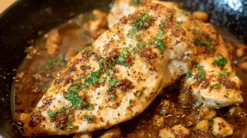 Roasted chicken pieces from a quick garlic butter chicken recipe