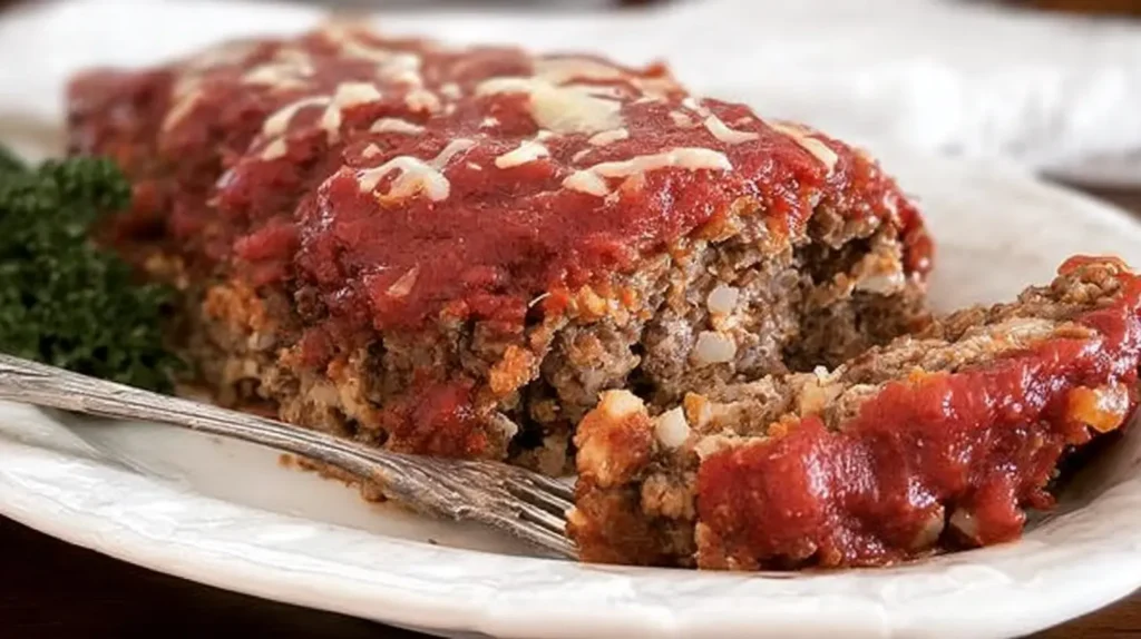 Golden brown oven baked ground turkey in a ceramic baking dish.