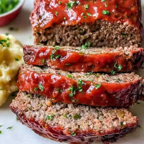 A delicious fast prep meatloaf recipe, perfectly baked and ready to serve.