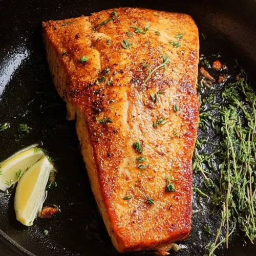 A fast salmon skillet meal prepared with fresh vegetables.