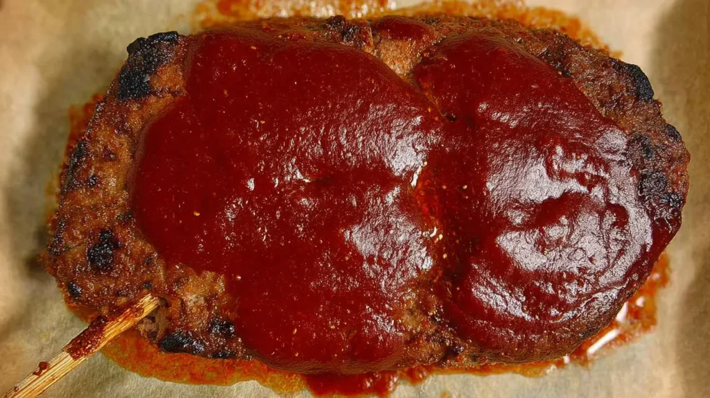 Healthy lean meatloaf portioned on a dinner plate, garnished with herbs.