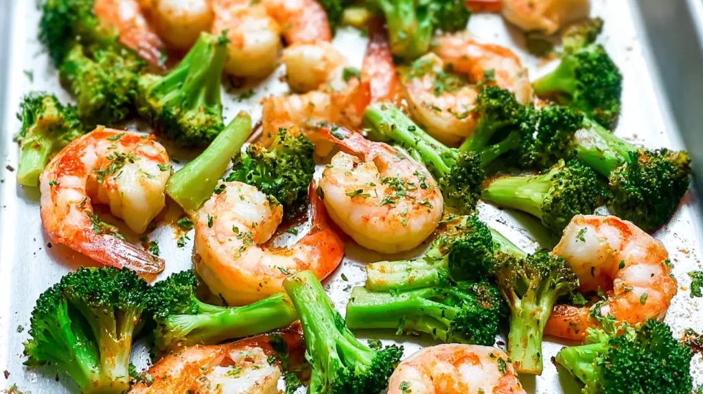A healthy shrimp dinner featuring grilled shrimp, steamed broccoli, and brown rice.