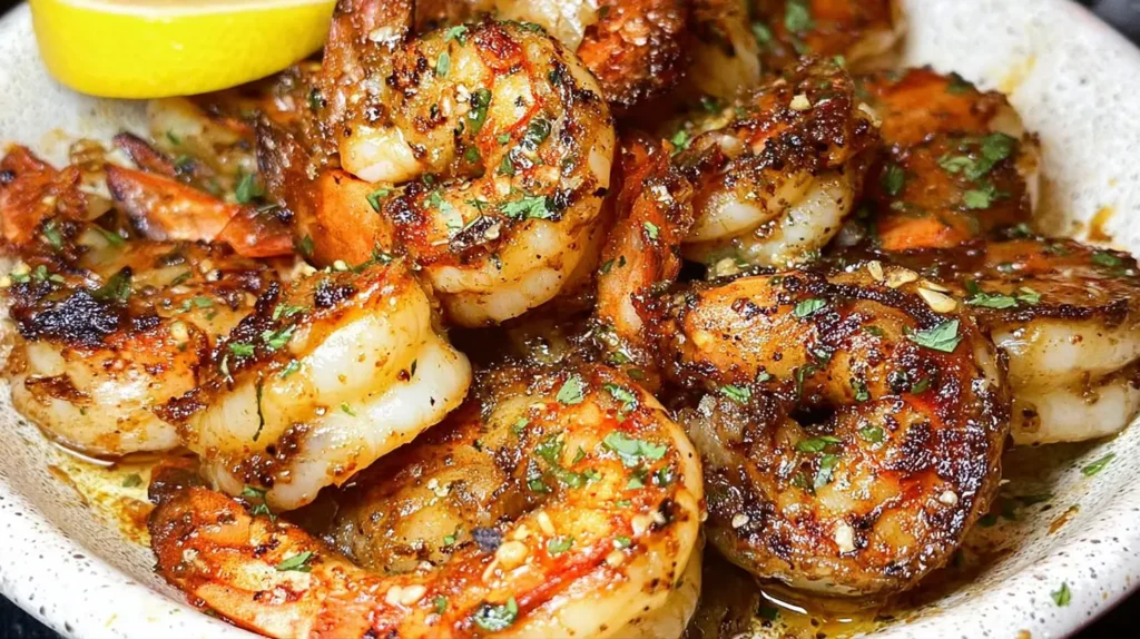 Delicious skillet shrimp prepared effortlessly in a pan.