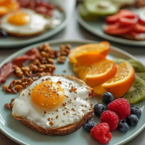 A collection of beginner-friendly breakfast recipes laid out on a kitchen counter.